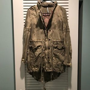 Free People embroidered Military wash cargo Jacket